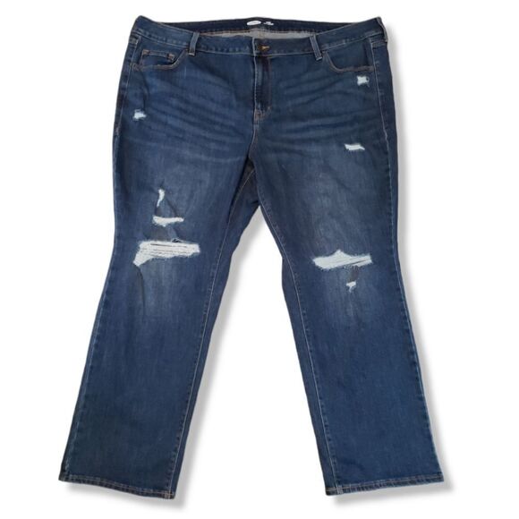 Old Navy Jeans Plus Size 26 Short Power Slim Straight Blue Denim Pants High Rise - Picture 1 of 7